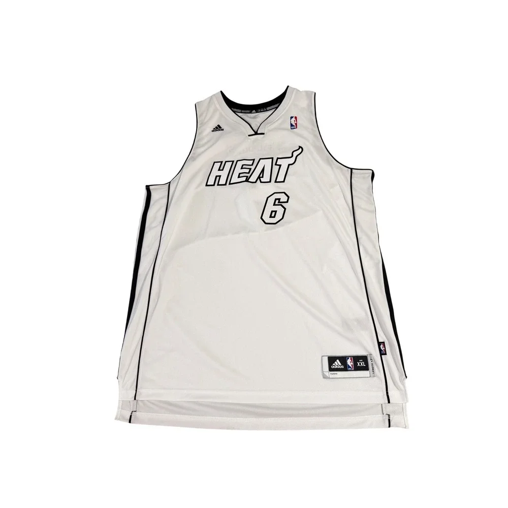 Adidas LeBron James Miami Heat NBA Jersey Mens 2XL‎ White  7679A 6